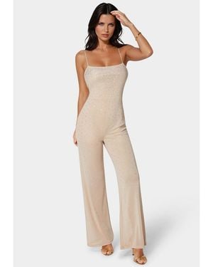 Bebe Ombre Embellished Jumpsuit - White