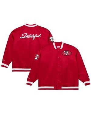 Mitchell & Ness San Francisco 49ers 80th Anniversary Heavyweight Satin Full-snap Jacket - Red