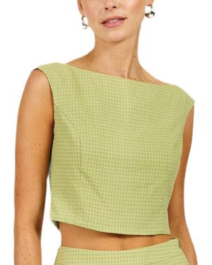 Line & Dot Shea Boat Neck Sleeveless Top - Green