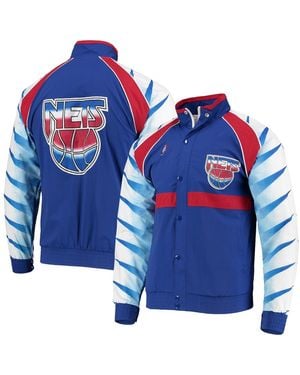 Mitchell & Ness New Jersey Nets Hardwood Classics Authentic Warm-up Raglan Full-zip Jacket - Blue