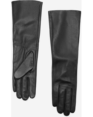 Mango Leather Long Gloves - Black