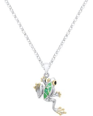 Macy's Kyocera Green Opal Tree Frog Pendant Necklace - Metallic