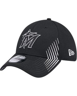 KTZ Miami Marlins Active Dash Mark 39thirty Flex Hat - Black