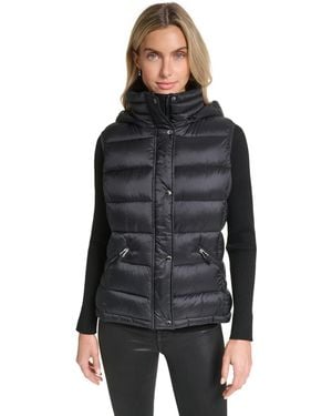 Charter Club Hooded Zip-front Vest - Black