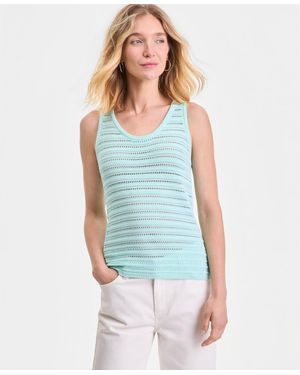 INC International Concepts Cotton Crochet Tank Top - Blue
