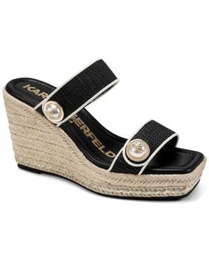 KARL LAGERFELD Paris Carsen Double Band Espadrille Wedge Sandal - Black