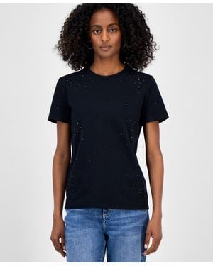 INC International Concepts Cotton Embellished T-shirt - Blue