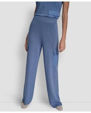 DKNY Knit Straight-leg Cargo Pants - Blue