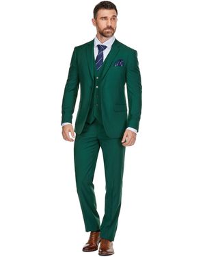 Braveman 3-piece Premium Vested 3-piece Slim Fit Suit - Green