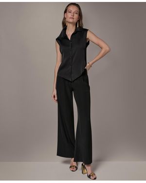Donna Karan Petite Button-front Shirt - Black