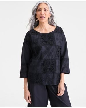 Style & Co. . Crochet Patchwork Top - Black