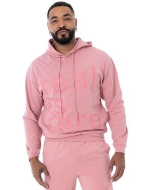 DAI MODA Real Is Rare Jersey Hoodie - Pink
