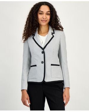 Kasper Framing-trim Button-front Blazer - Gray