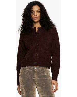 Sanctuary Boucle Long Sleeve Cardigan Sweater - Brown