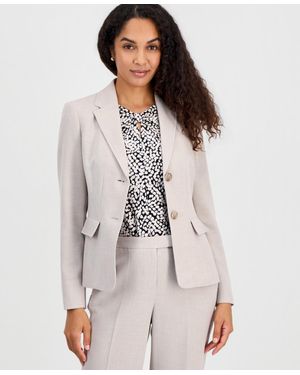 Kasper Petite Notch Collar Two Button Jacket - White