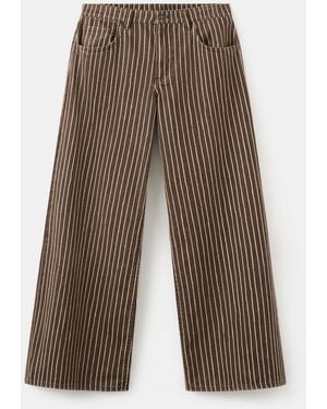 Mango Wide Leg Striped Jeans - Brown