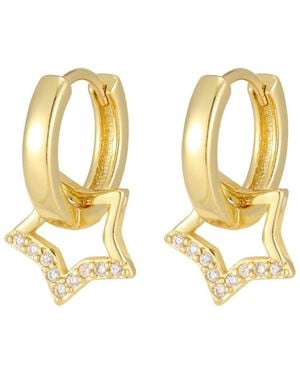 Adornia Cubic Zirconia -tone Star Hoop Earrings - Metallic