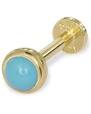 Curata Jewelry Solid 14k Yellow Gold 18g 3mm Simulated Turquoise Labret Cartilage Stud - Blue