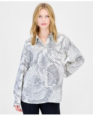 Marella Emmspiga Long-sleeve Oversized Print Blouse - White