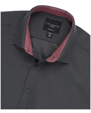 Calabrum Regular Fit Solid Wrinkle Free Performance Dress Shirt - Black