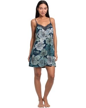Linea Donatella Tulip Garden Print Knit Chemise - Blue