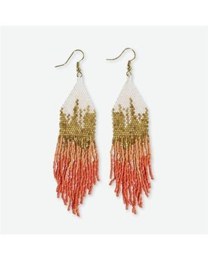 INK+ALLOY Claire Ombre Luxe Beaded Fringe Earrings - Red