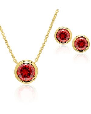 Macy's Simulated Round Bezel Pendant Necklace - Red