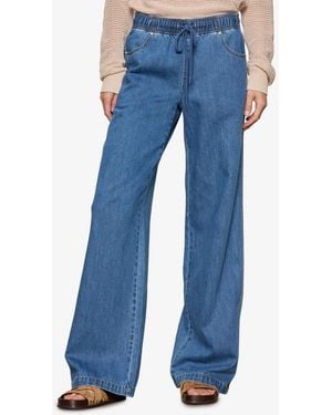 Sanctuary Linen-blend Wide-leg Jeans - Blue