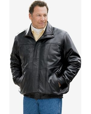 Kingsize Big & Tall Leather Bomber Jacket - Blue