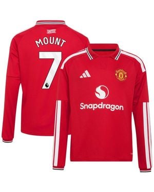 adidas Boys' And Girls' Manchester United Mason Mount 2026/27 Home Long-sleeve Regular-fit Polo-collar Jersey - Red