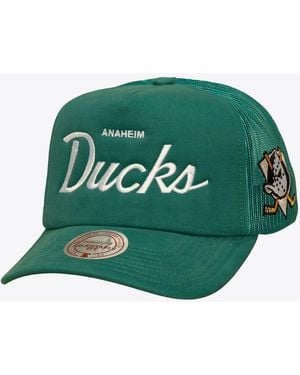 Mitchell & Ness Anaheim Ducks Head Coach Trucker Adjustable Hat - Green