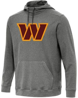 Antigua Heather Black Washington Commanders Cloud Pullover Hoodie - Gray