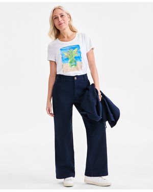 Style & Co. Stretch Mid-rise Wide-leg Pants - Blue