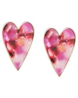 SOH Marble Heart Stud Earrings - Pink