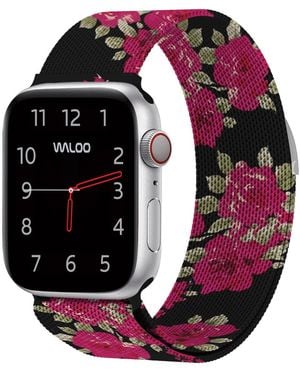 Waloo Floral Magnetic Mesh Replacement Band For Apple Watch - Pink