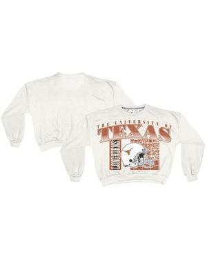 Pressbox Texas Longhorns Oversized Janice Retro Waist-length Sweatshirt - White