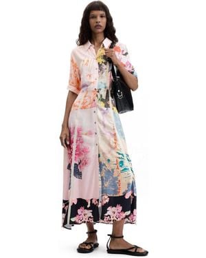 Desigual Printed Long Dress - White