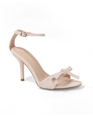 BERNESS Peach Ankle Strap Stiletto Sandals - White