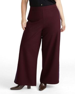 UNIVERSAL STANDARD Plus Size Wide Leg Stripe Ponte Pants 30 Inch - Red