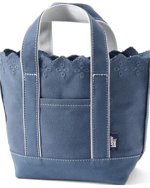 Lands' End Small Eyelet Canvas Open Top Tote - Blue