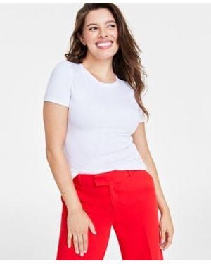 On 34th Ribbed T Shirt Xxs 4x Created For Macys - White