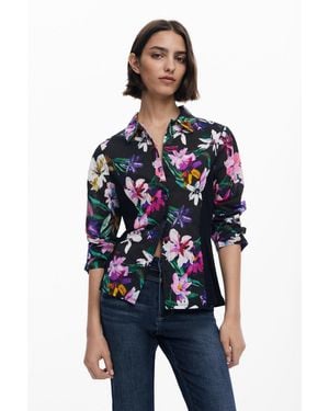 Desigual Combined Silhouette Floral Shirt - Blue
