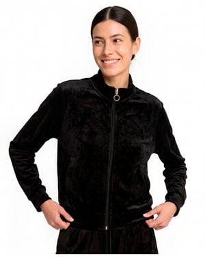 PUMA Ess Elevated Full-zip Velour Stand Collar Jacket - Black