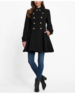 Guess Double-breasted Skirted Coat - Black