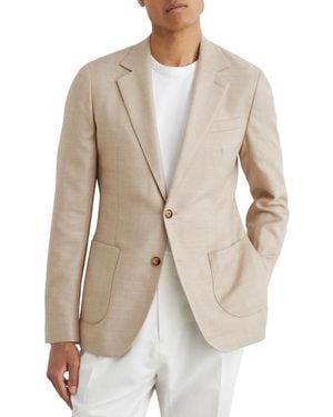 Reiss Pelmet Wool-blend Herringbone Single-breasted Blazer - Natural