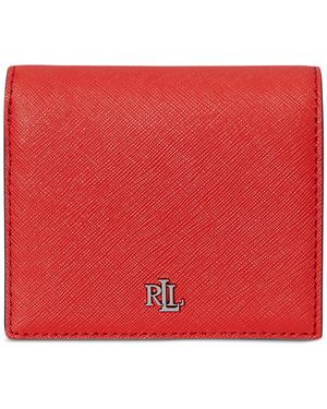 Ralph Lauren Crosshatch Leather Compact Wallet - Red