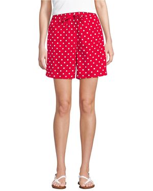 Lands' End Poplin High Rise Pull On 7" Shorts - Red