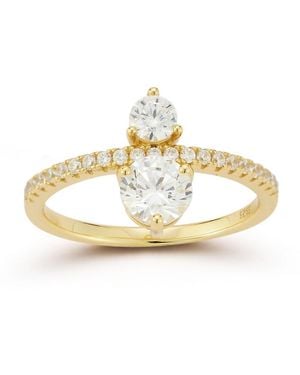 Rachel Zoe 14k Plated Sterling Silver Two Stone Ring - Metallic