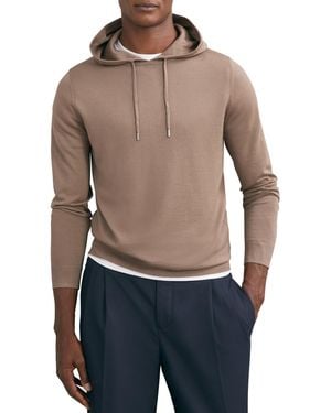 Reiss Merino Wool Drawstring Hoodie - Blue