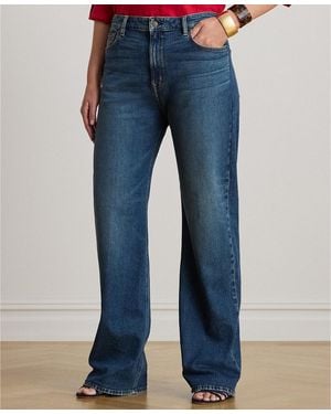 Ralph Lauren Plus Size High-rise Straight Wide-leg Jeans - Blue